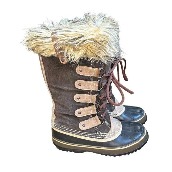 ☃️❄️Sorel Joan of Arctic Boots lined Winter Snow Faux Fur Lined Waterproof Brown - Picture 1 of 11